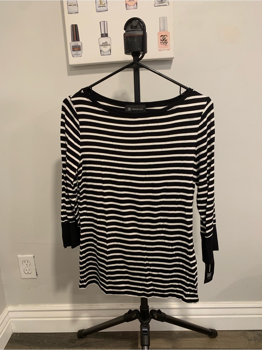 INC Black & White Striped Women's Boatneck Top -GB007